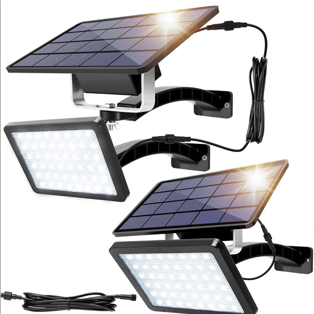 Solar Lights Outdoor JACKYLED 48 LED 1000 Lumens with 5500mAh Waterproof 2-Pack